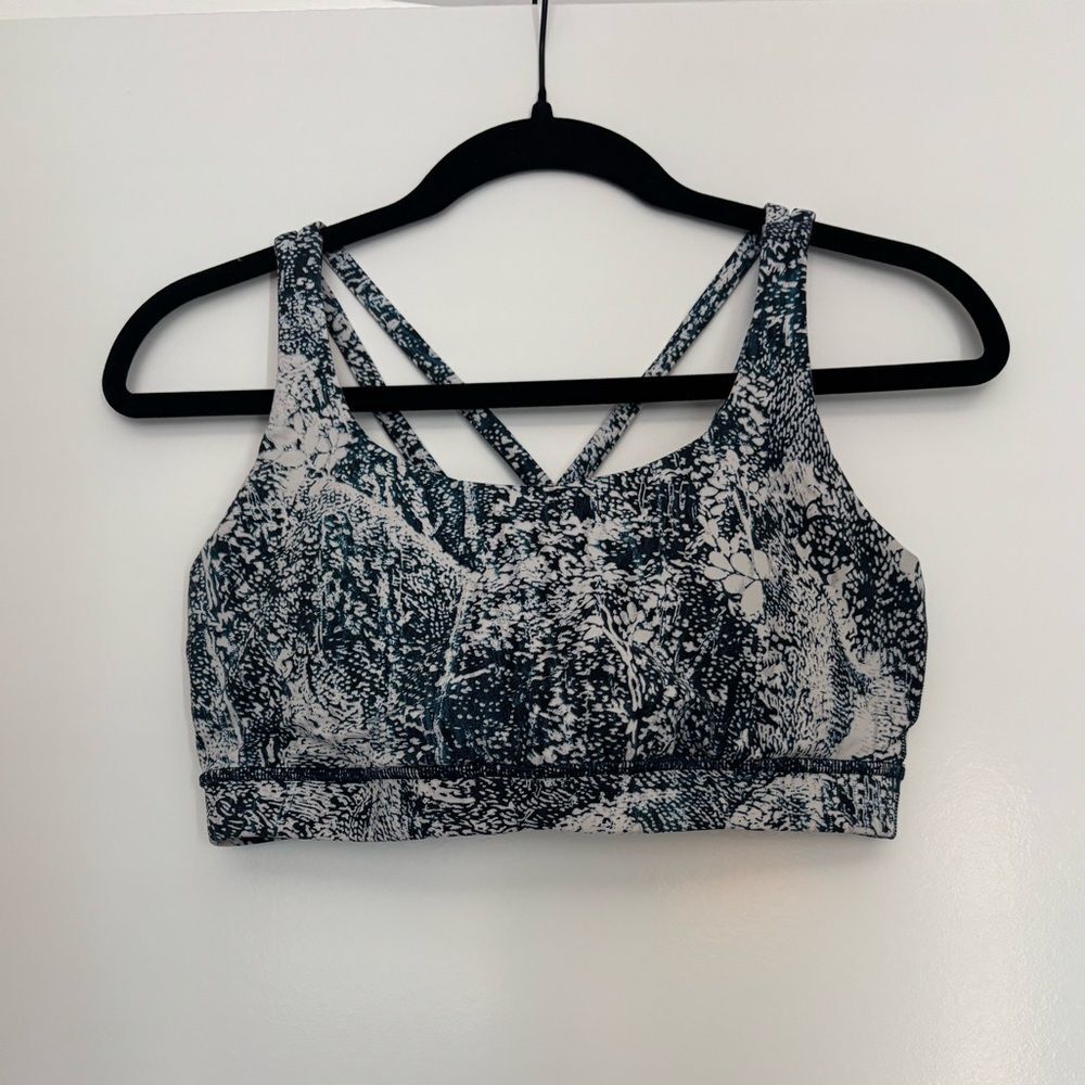 Lululemon Women's Energy Blue and White Sports Bra